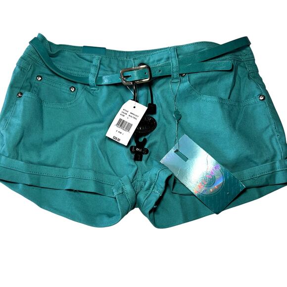 NWT Steve Madden Crunch blue shorts womens 11 retro boho chic fairy grunge y2k - Picture 1 of 9